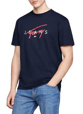 Camiseta Tommy Jeans Signature Twist marinho para homem