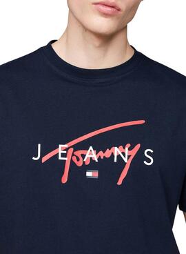 Camiseta Tommy Jeans Signature Twist marinho para homem