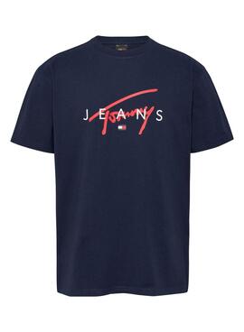 Camiseta Tommy Jeans Signature Twist marinho para homem