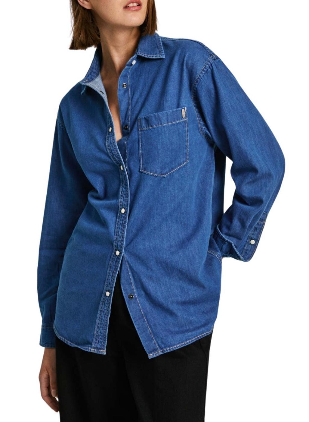 Camisa Pepe Jeans Boyfriend azul para mulher.