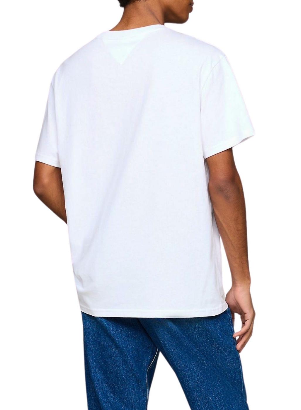 Camiseta Tommy Jeans Street Sign Flag branca para Homem.