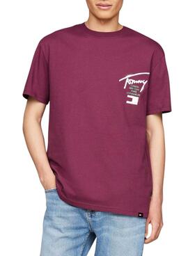 Camiseta Tommy Jeans grafite roxo para homens.