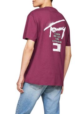 Camiseta Tommy Jeans grafite roxo para homens.