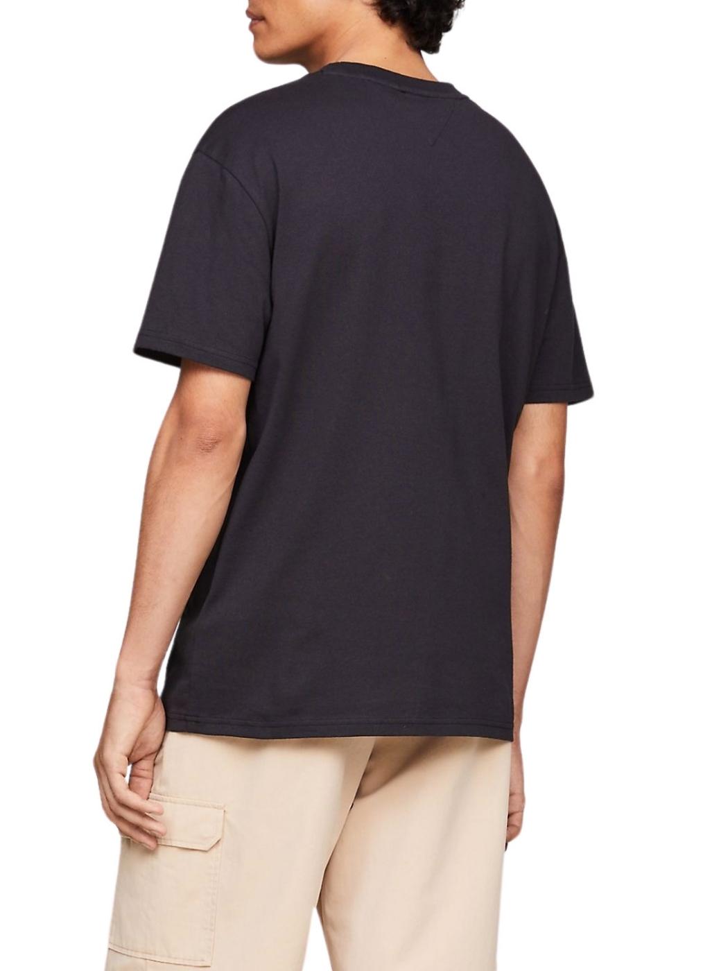 Camiseta Tommy Jeans Street Sig preta para homem.