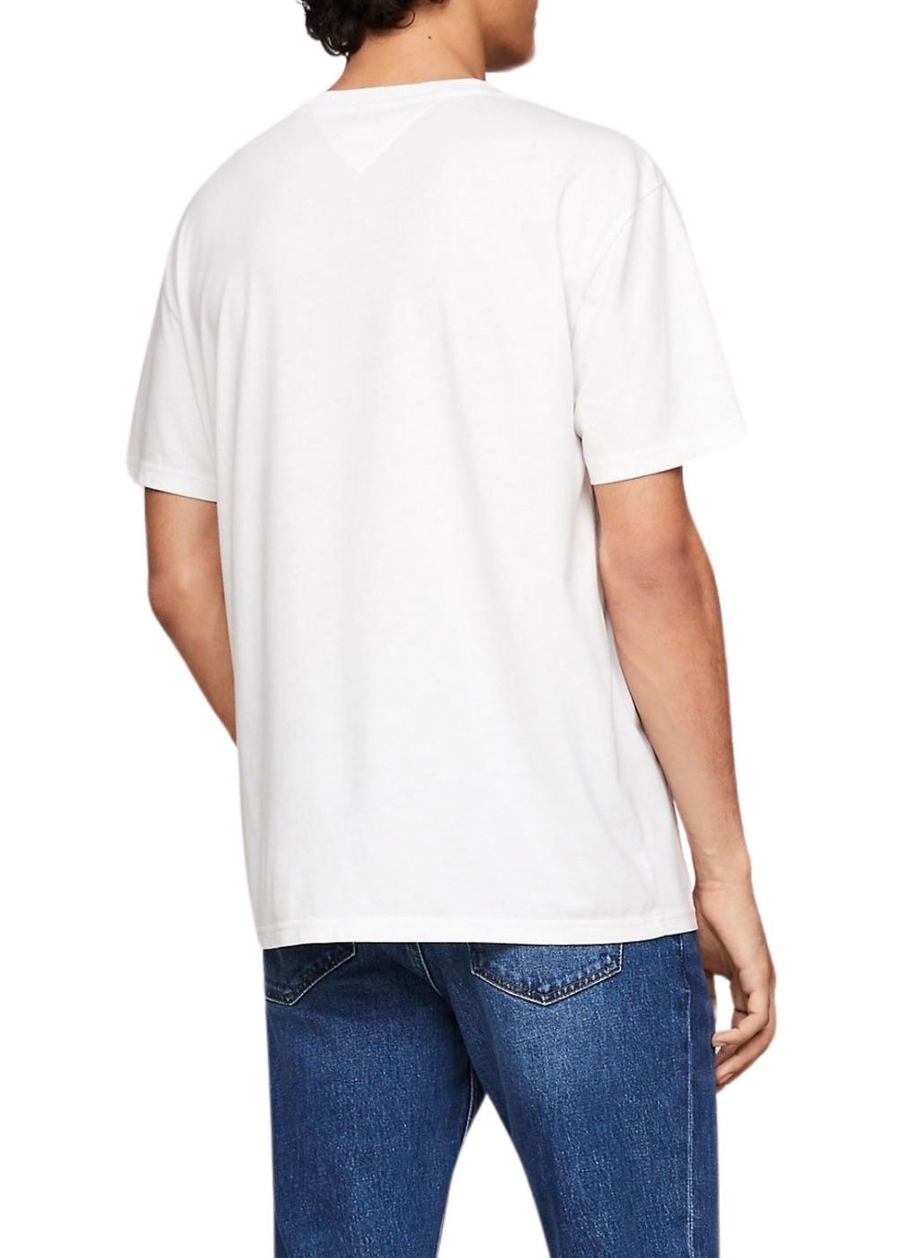 Camiseta Tommy Jeans Reg RWB branca para homem.