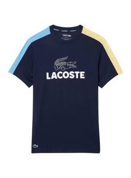 Camiseta Lacoste Tennis Colorblock Azul Marinho para Homem