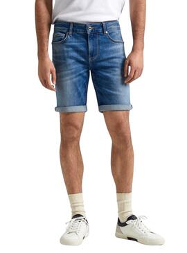 Shorts Pepe Jeans Denim Slim Azul Para Homem