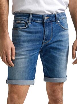 Shorts Pepe Jeans Denim Slim Azul Para Homem