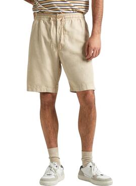 Shorts Pepe Jeans Linen Bege para Homem.