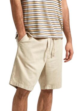 Shorts Pepe Jeans Linen Bege para Homem.