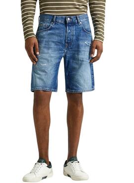 Shorts Pepe Jeans Repair Azul Para Hombre