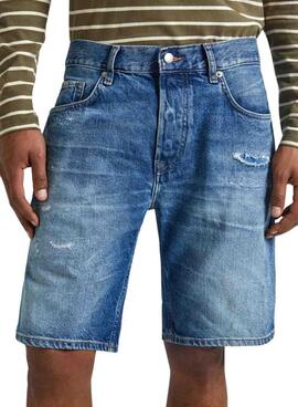 Shorts Pepe Jeans Repair Azul Para Hombre