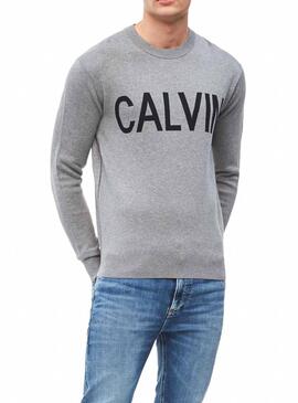 Malha Calvin Klein Logo Cinza Para Homem