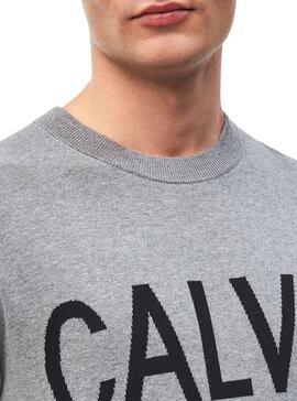 Malha Calvin Klein Logo Cinza Para Homem