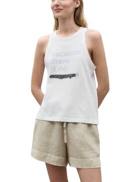 Camiseta Ecoalf Underlined Branca Para Mulher.