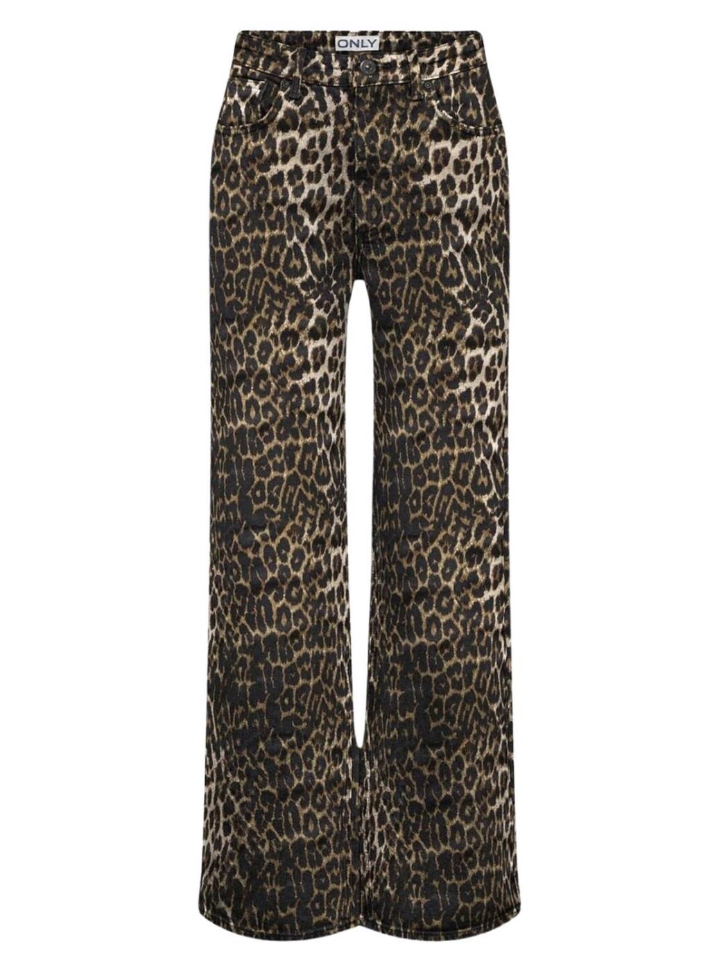 Calça estampada de leopardo Only Anlie para mulher.