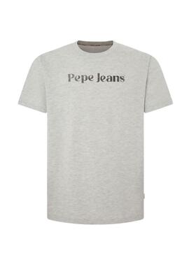 Camiseta Pepe Jeans Básica Cinza com Logotipo no Peito.