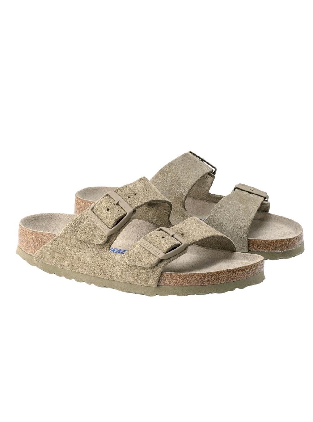 Sandálias Birkenstock Arizona narrow fit soft verde para mulher.