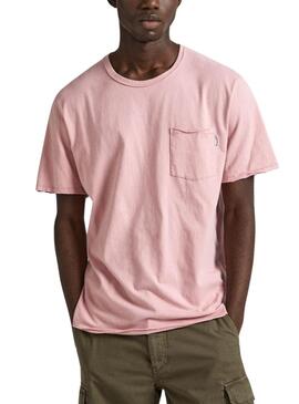 Camiseta Pepe Jeans Carrinson Rosa Para Homem