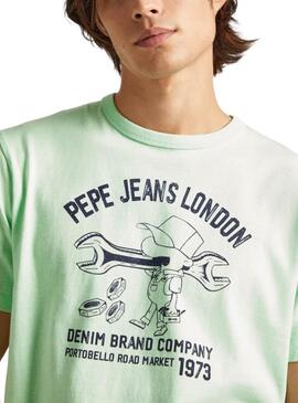 Camiseta Pepe Jeans Cedric Verde para Homem.