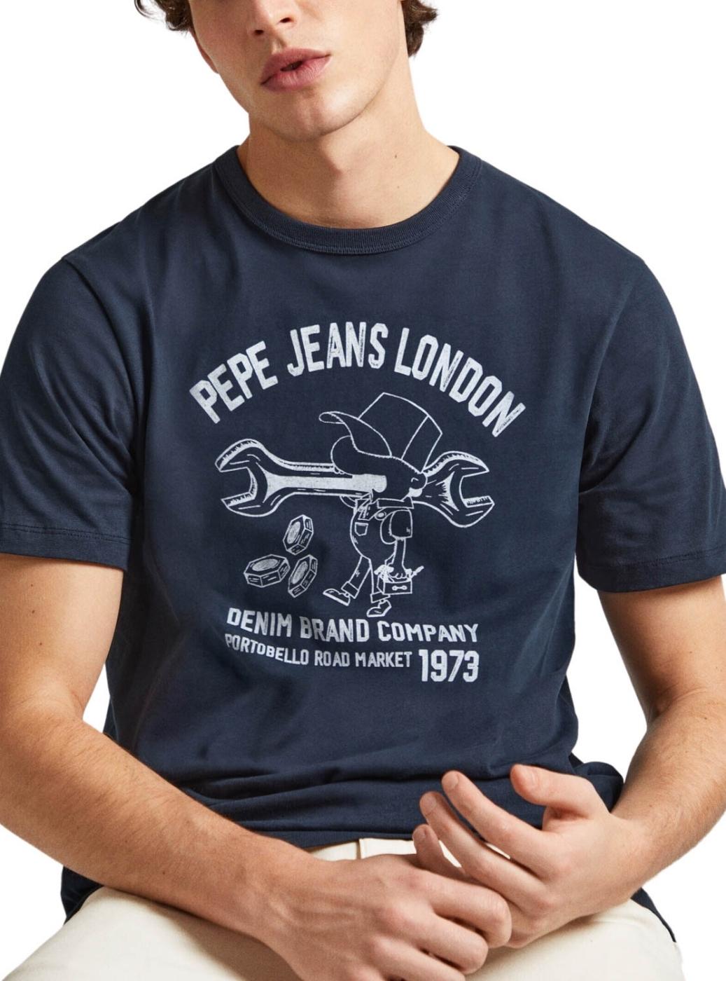 Camiseta Pepe Jeans Cedric Marino Para Homem