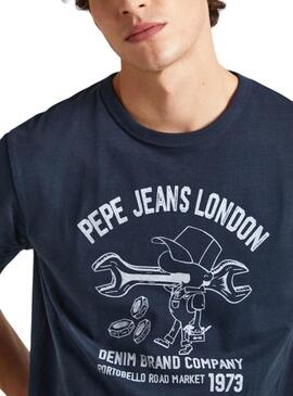 Camiseta Pepe Jeans Cedric Marino Para Homem