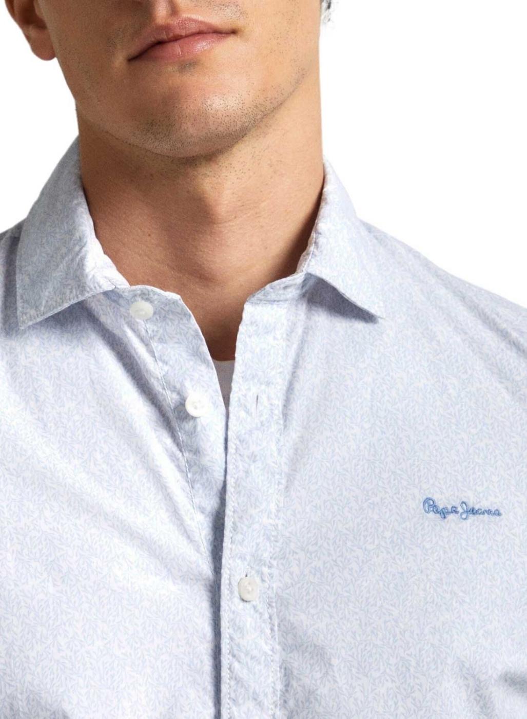 Camisa Pepe Jeans Pascal Azul Para Homem