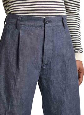 Calça Pepe Jeans Plissada Azul Para Homem