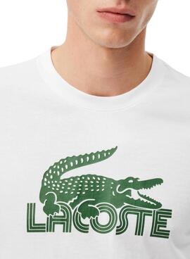 Camiseta Lacoste Croco XL branca para homem