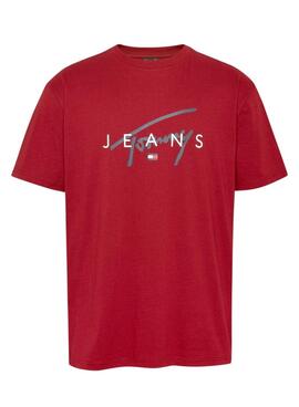 Camiseta Tommy Jeans Signature Twist vermelha para homem