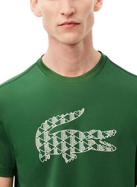 Camiseta Lacoste Monograma verde para homem