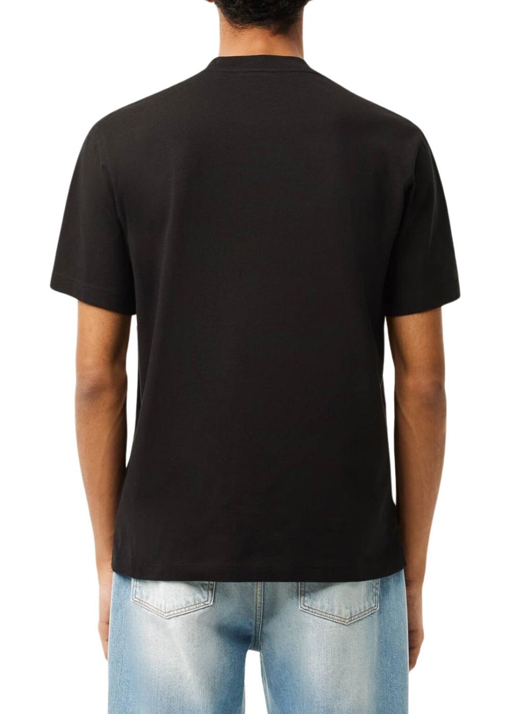 Camisa Lacoste Band preta e bege para homem