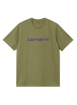 Camiseta Carhartt verde básica para homem.