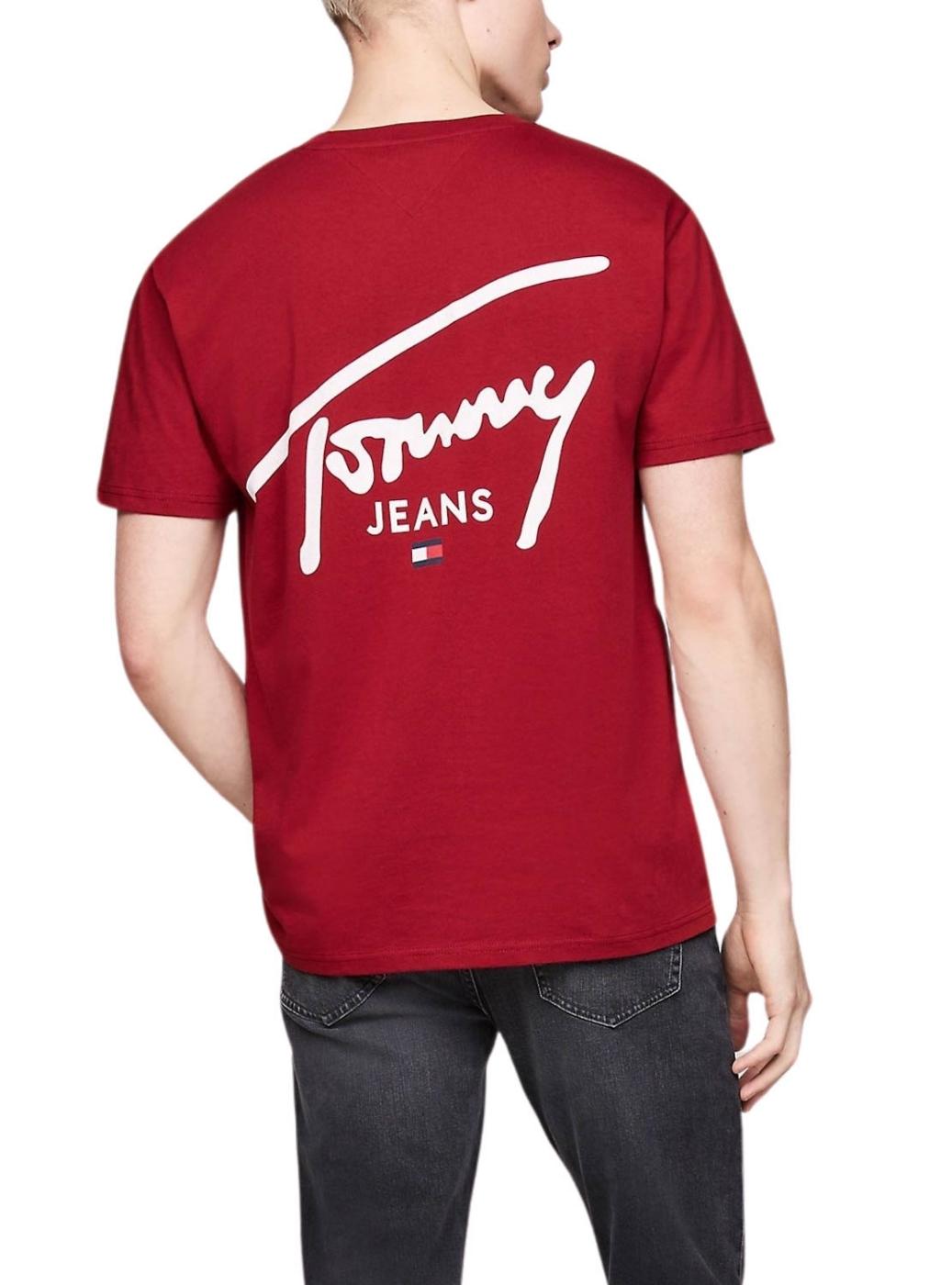 Camiseta Tommy Jeans Signature logo granate para homem