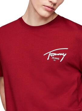 Camiseta Tommy Jeans Signature logo granate para homem