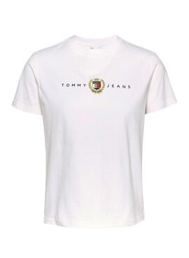 Camiseta Tommy Jeans Crest Linear branca para mulher