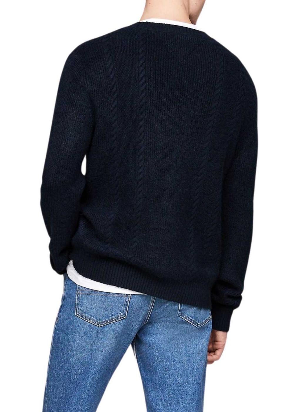 Camisola Tommy Jeans Cable Knit azul marino para homem