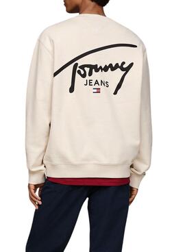 Moletom Tommy Jeans Entry Graphic bege para homem