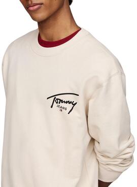 Moletom Tommy Jeans Entry Graphic bege para homem