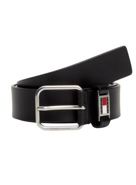 Cinto Tommy Hilfiger Scanton em couro preto para homem