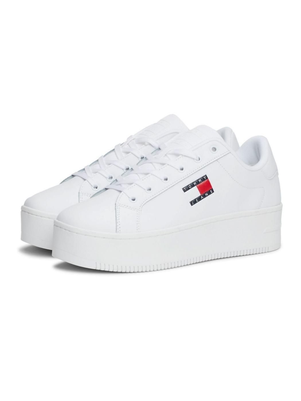 Sapatilhas Tommy Jeans Flatform brancos para mulher