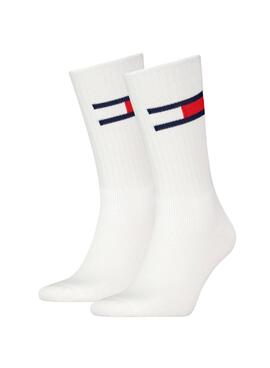 2 Pack de meias Tommy Jeans TH Uni brancas para homem e mulher