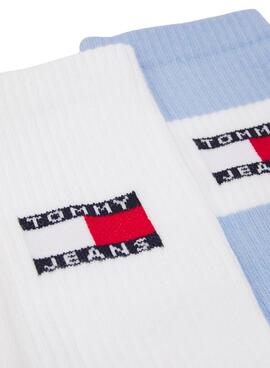 Meias Tommy Jeans Giftbox brancas para homens e mulheres