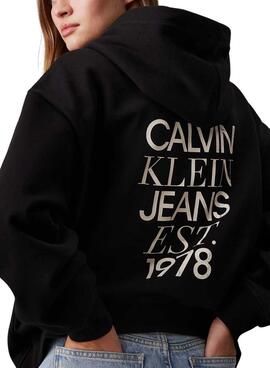 Moletom Calvin Klein Jeans Mixed logo preto para mulher