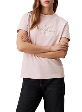 Camiseta Calvin Klein Jeans Chenille rosa para mulher