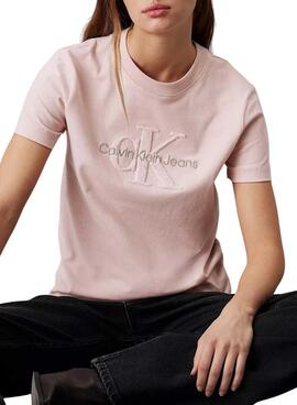 Camiseta Calvin Klein Jeans Chenille rosa para mulher