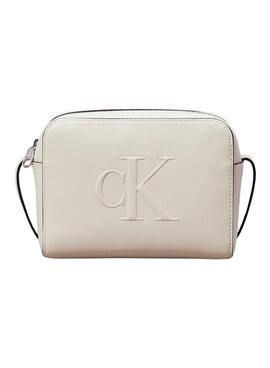 Bolsa Calvin Klein Jeans Camera sculpted branca para mulher