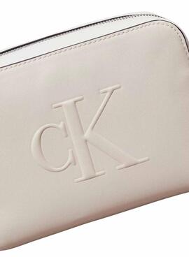 Bolsa Calvin Klein Jeans Camera sculpted branca para mulher