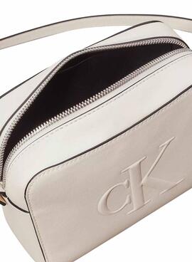 Bolsa Calvin Klein Jeans Camera sculpted branca para mulher