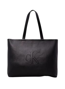 Bolsa Calvin Klein Jeans Sculpted tote preta para mulher